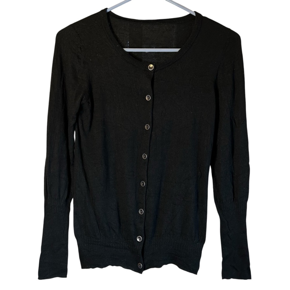 Ibex 100% Merino Wool Black Cardigan XS Button Lightweight, Classic, Minimalist